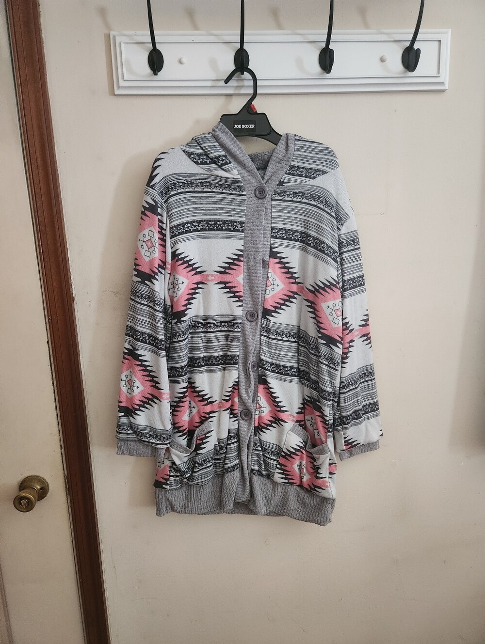 🎉 Fuzzy Hooded Tribal Cardigan